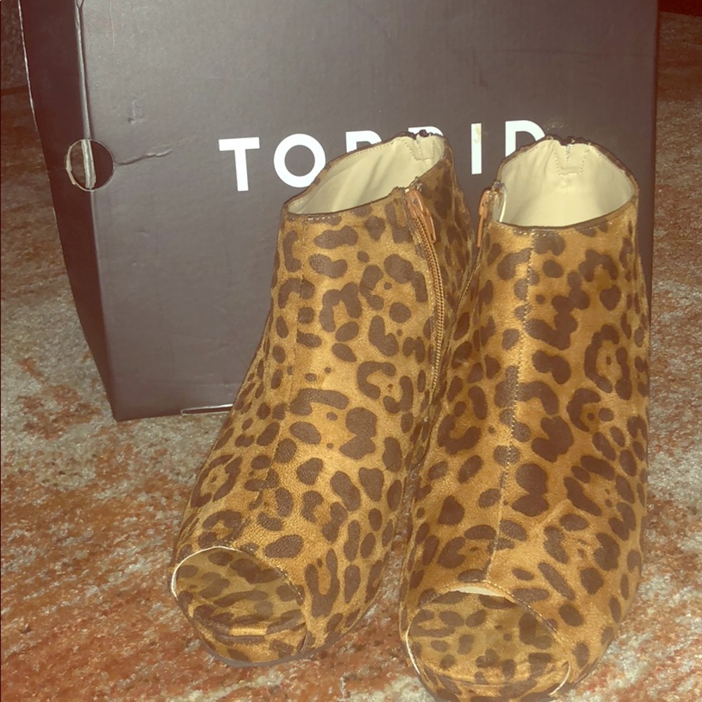Leopard Wedge Peep Toe Bootie Torrid 12W
